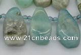 CTD489 Top drilled 10*22mm - 15*45mm freeform amazonite beads