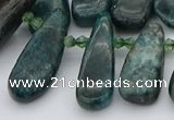 CTD492 Top drilled 10*22mm - 15*45mm freeform green apatite beads