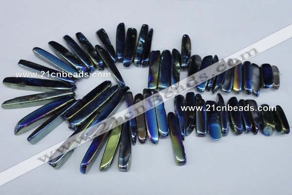 CTD528 Top drilled 10*25mm - 10*60mm wand plated agate beads