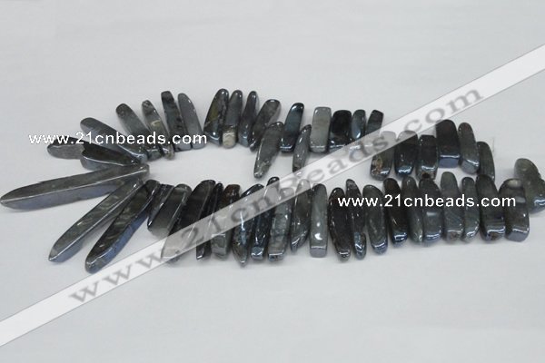 CTD530 Top drilled 10*25mm - 10*60mm wand plated agate beads