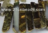 CTD533 Top drilled 10*30mm - 10*65mm wand plated agate beads