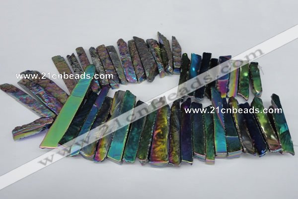 CTD537 Top drilled 10*30mm - 10*65mm wand plated agate beads