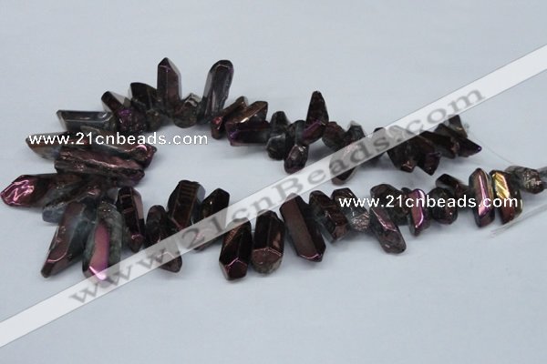 CTD545 Top drilled 10*20mm - 12*30mm nuggets plated quartz beads