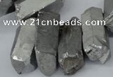 CTD548 Top drilled 12*25mm - 12*45mm nuggets plated quartz beads