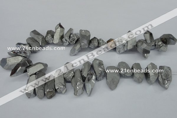 CTD548 Top drilled 12*25mm - 12*45mm nuggets plated quartz beads