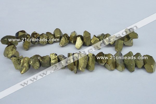 CTD549 Top drilled 12*20mm - 12*25mm nuggets plated quartz beads