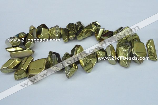 CTD550 Top drilled 10*25mm – 15*35mm nuggets plated quartz beads