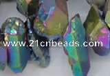 CTD551 Top drilled 12*20mm - 14*30mm nuggets plated quartz beads