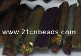 CTD552 Top drilled 8*25mm - 8*40mm wand plated quartz beads