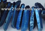 CTD553 Top drilled 8*25mm - 8*40mm wand plated quartz beads