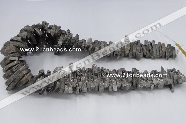 CTD557 Top drilled 6*15mm - 10*40mm wand plated agate beads