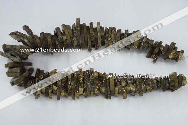 CTD558 Top drilled 6*15mm - 10*40mm wand plated agate beads