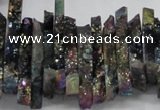 CTD559 Top drilled 6*15mm - 10*40mm wand plated agate beads