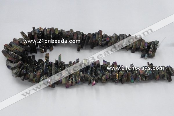 CTD559 Top drilled 6*15mm - 10*40mm wand plated agate beads