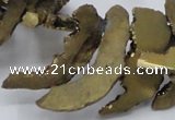 CTD564 Top drilled 10*20mm - 10*40mm freeform plated agate beads