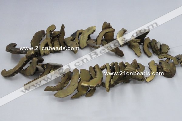 CTD564 Top drilled 10*20mm - 10*40mm freeform plated agate beads