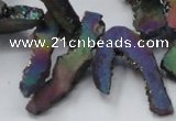 CTD565 Top drilled 10*20mm - 10*40mm freeform plated agate beads