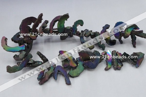 CTD565 Top drilled 10*20mm - 10*40mm freeform plated agate beads