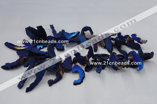 CTD566 Top drilled 10*20mm - 10*40mm freeform plated agate beads