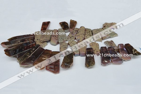 CTD568 Top drilled 15*25mm - 20*65mm freeform plated agate beads