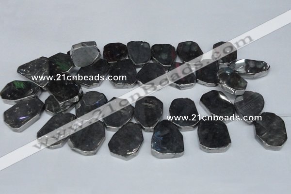 CTD571 Top drilled 20*30mm - 30*45mm freeform plated agate beads