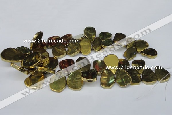 CTD572 Top drilled 20*30mm - 30*45mm freeform plated agate beads