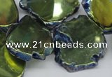 CTD573 Top drilled 20*30mm - 30*45mm freeform plated agate beads