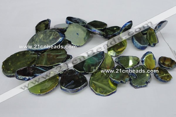 CTD573 Top drilled 20*30mm - 30*45mm freeform plated agate beads