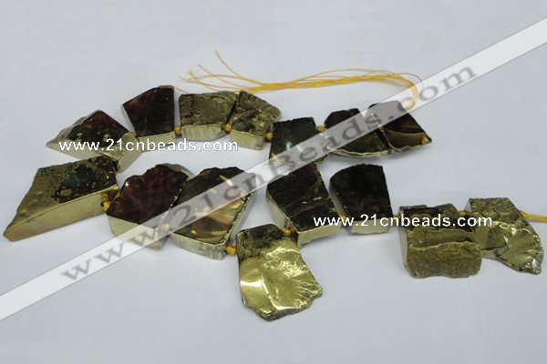 CTD578 Top drilled 20*30mm - 30*50mm freeform plated agate beads