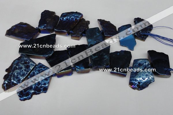 CTD579 Top drilled 20*30mm - 30*50mm freeform plated agate beads