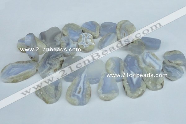 CTD608 Top drilled 18*25mm - 30*45mm freeform blue lace agate beads