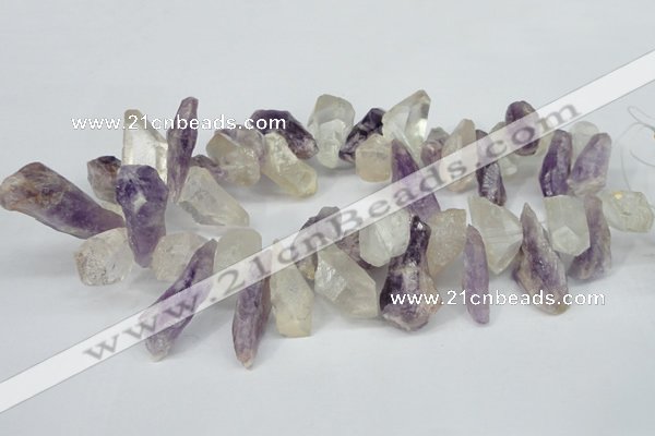 CTD621 12*22mm - 15*40mm nuggets amethyst & white crystal beads