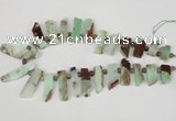 CTD640 Top drilled 10*25mm - 12*45mm wand australia chrysoprase beads