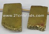 CTD653 Top drilled 15*25mm - 25*40mm freeform plated quartz beads