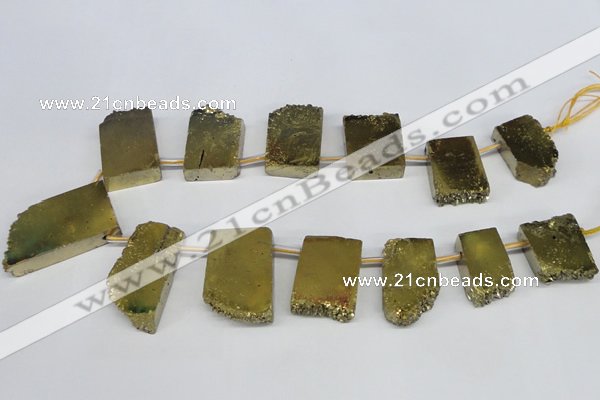 CTD653 Top drilled 15*25mm - 25*40mm freeform plated quartz beads