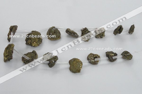 CTD705 Top drilled 15*20mm - 25*30mm freeform plated agate beads