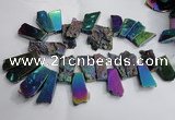 CTD748 Top drilled 18*25mm - 25*60mm freeform plated agate beads