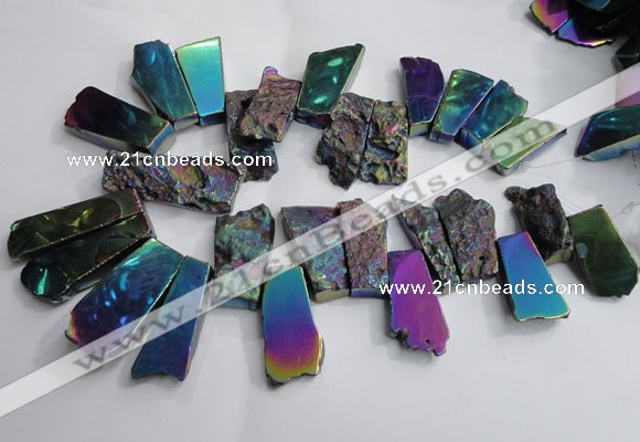 CTD748 Top drilled 18*25mm - 25*60mm freeform plated agate beads