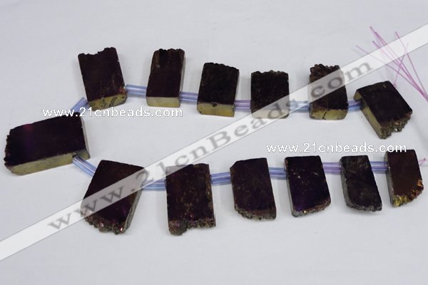 CTD757 Top drilled 15*25mm - 25*40mm freeform plated quartz beads