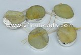 CTD768 30*35mm - 35*45mm freeform agate beads with brass setting