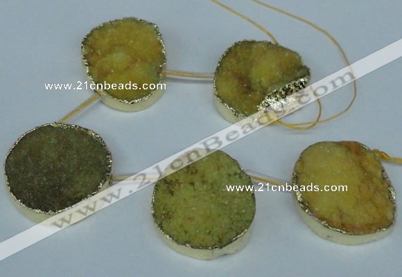 CTD769 30*35mm - 35*45mm freeform agate beads with brass setting