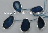 CTD775 30*45mm - 35*50mm freeform agate beads with brass setting