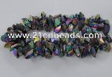 CTD777 Top drilled 10*16mm - 12*20mm nuggets plated quartz beads