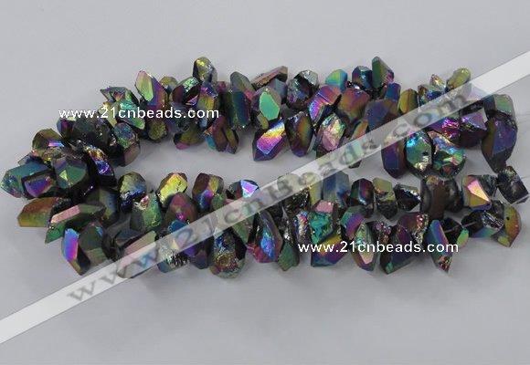 CTD777 Top drilled 10*16mm - 12*20mm nuggets plated quartz beads