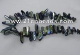 CTD784 Top drilled 8*18mm - 8*35mm nuggets plated quartz beads