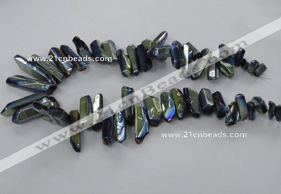 CTD784 Top drilled 8*18mm - 8*35mm nuggets plated quartz beads