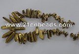 CTD785 Top drilled 8*18mm - 8*35mm nuggets plated quartz beads