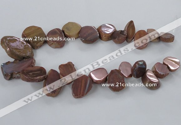 CTD788 Top drilled 15*20mm - 25*35mm freeform plated agate beads