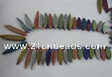 CTD825 Top drilled 10*30mm - 10*60mm marquise plated agate beads