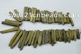 CTD832 15.5 inches 6*30mm - 8*65mm sticks plated agate beads